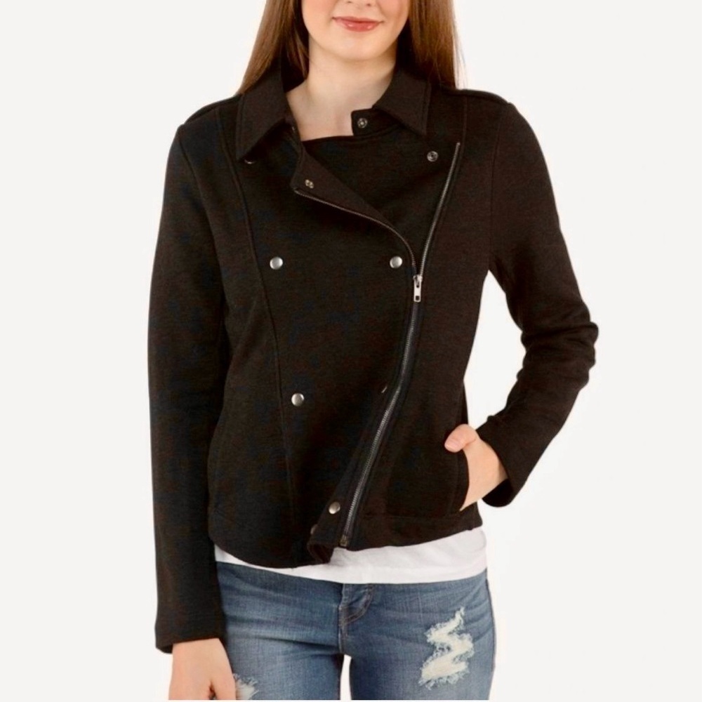 Velvet by Graham & Spencer French Terry Moto Jacket in Black